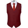 JEMITOP Men’s Classic Slim Fit Dress Vest Formal Wedding Prom Tuxedo Suit Vest with Pocket(Burgundy)