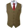 JEMITOP Men’s Classic Slim Fit Dress Vest Formal Wedding Prom Tuxedo Suit Vest with Pocket(Dark Khaki)