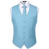 JEMITOP Men’s Classic Slim Fit Dress Vest Formal Wedding Prom Tuxedo Suit Vest with Pocket(Light Blue)