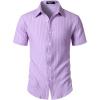 JEMITOP Men’s Knit Shirt Summer Casual Short Sleeve Button Down Shirt for Beach Vacation(Lavender Purple)