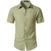 JEMITOP Men’s Knit Shirt Summer Casual Short Sleeve Button Down Shirt for Beach Vacation(Light Green)