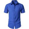 JEMITOP Men’s Knit Shirt Summer Casual Short Sleeve Button Down Shirt for Beach Vacation(Royal Blue)