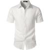 JEMITOP Men’s Knit Shirt Summer Casual Short Sleeve Button Down Shirt for Beach Vacation(White)