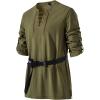 JEMITOP Men’s Pure Cotton Vintage Lace Up Shirts for Pirate Renaissance Viking Medieval Costume Without Belt(Army Green)