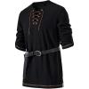 JEMITOP Men’s Pure Cotton Vintage Lace Up Shirts for Pirate Renaissance Viking Medieval Costume Without Belt(Black)