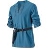 imageJEMITOP Mens Pure Cotton Vintage Lace Up Shirts for Pirate Renaissance Viking Medieval Costume Without BeltBlue