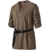 JEMITOP Men’s Pure Cotton Vintage Lace Up Shirts for Pirate Renaissance Viking Medieval Costume Without Belt(Coffee)