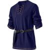 JEMITOP Men’s Pure Cotton Vintage Lace Up Shirts for Pirate Renaissance Viking Medieval Costume Without Belt(Dark Blue)
