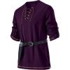 JEMITOP Men’s Pure Cotton Vintage Lace Up Shirts for Pirate Renaissance Viking Medieval Costume Without Belt(Purple)