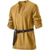 JEMITOP Men’s Pure Cotton Vintage Lace Up Shirts for Pirate Renaissance Viking Medieval Costume Without Belt(Yellow)
