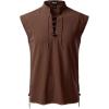 JEMITOP Men’s Retro Pure Cotton Lace Up Sleeveless Shirts for Pirate Renaissance Medieval Viking Costume(Coffee)
