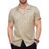 JEMITOP Mens Shiny Satin Silk-Like Designer Shirt Summer Regular Fit Short Sleeve Button Up Floral Shirt with Pocket(Chamagne Gold)