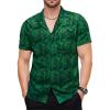 JEMITOP Mens Shiny Satin Silk-Like Designer Shirt Summer Regular Fit Short Sleeve Button Up Floral Shirt with Pocket(Green)