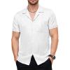 JEMITOP Mens Shiny Satin Silk-Like Designer Shirt Summer Regular Fit Short Sleeve Button Up Floral Shirt with Pocket(White)