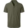 JEMITOP Men’s Stretch Cuban Collar Shirt Summer Lightweight Short Sleeve Button Down Shirts with Pocket for Beach Vacation(Army Green)