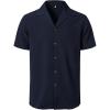 JEMITOP Men’s Stretch Cuban Collar Shirt Summer Lightweight Short Sleeve Button Down Shirts with Pocket for Beach Vacation(Navy Blue)