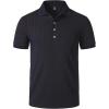 JEMITOP Men’s Stretch Knit Slim Fit Polo Shirts Casual Short Sleeve Ribbed Collar Muscle Golf Shirt(Navy Blue)