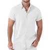 JEMITOP Men’s Stretch Linen-Like Short Sleeve Button Down Shirts Summer Casual Beach Vacation Wedding Texture Shirt(White)