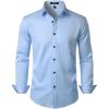 JEMITOP Men’s Stretch Multi-Use Long Sleeve Dress Shirts Party Prom Wedding Shirts with Slight Sheen(Light Blue)