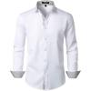 JEMITOP Men’s Stretch Multi-Use Long Sleeve Dress Shirts Party Prom Wedding Shirts with Slight Sheen(Solid White)