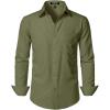 JEMITOP Men’s Stretch Regular Fit Long Sleeve Dress Shirts Lightweight Business Casual Button Down Shirts with Pocket(Army Green)