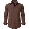 JEMITOP Men’s Stretch Regular Fit Long Sleeve Dress Shirts Lightweight Business Casual Button Down Shirts with Pocket(Brown)