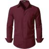 JEMITOP Men’s Stretch Regular Fit Long Sleeve Dress Shirts Lightweight Business Casual Button Down Shirts with Pocket(Burgundy)