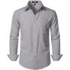 JEMITOP Men’s Stretch Regular Fit Long Sleeve Dress Shirts Lightweight Business Casual Button Down Shirts with Pocket(Grey)