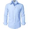 JEMITOP Men’s Stretch Regular Fit Long Sleeve Dress Shirts Lightweight Business Casual Button Down Shirts with Pocket(Light Blue)