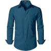 JEMITOP Men’s Stretch Regular Fit Long Sleeve Dress Shirts Lightweight Business Casual Button Down Shirts with Pocket(Teal)