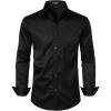 JEMITOP Men’s Stretch Slim Fit Dress Shirts Formal Wedding Prom Business Long Sleeve Button Down Shirt with Pocket(Black)
