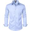 JEMITOP Men’s Stretch Slim Fit Dress Shirts Formal Wedding Prom Business Long Sleeve Button Down Shirt with Pocket(Blue)