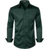 JEMITOP Men’s Stretch Slim Fit Dress Shirts Formal Wedding Prom Business Long Sleeve Button Down Shirt with Pocket(Dark Green)