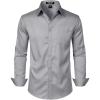 JEMITOP Men’s Stretch Slim Fit Dress Shirts Formal Wedding Prom Business Long Sleeve Button Down Shirt with Pocket(Grey)