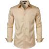 JEMITOP Men’s Stretch Slim Fit Dress Shirts Formal Wedding Prom Business Long Sleeve Button Down Shirt with Pocket(Khaki)