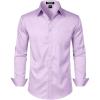 JEMITOP Men’s Stretch Slim Fit Dress Shirts Formal Wedding Prom Business Long Sleeve Button Down Shirt with Pocket(Lavender Purple)