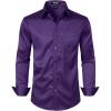 JEMITOP Men’s Stretch Slim Fit Dress Shirts Formal Wedding Prom Business Long Sleeve Button Down Shirt with Pocket(Purple)