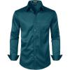 JEMITOP Men’s Stretch Slim Fit Dress Shirts Formal Wedding Prom Business Long Sleeve Button Down Shirt with Pocket(Teal)