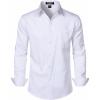 JEMITOP Men’s Stretch Slim Fit Dress Shirts Formal Wedding Prom Business Long Sleeve Button Down Shirt with Pocket(White)