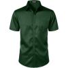 JEMITOP Men’s Stretch Slim Fit Dress Shirts Formal Wedding Prom Short Sleeve Button Down Shirt with Pocket(Dark Green)