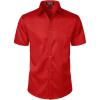 JEMITOP Men’s Stretch Slim Fit Dress Shirts Formal Wedding Prom Short Sleeve Button Down Shirt with Pocket(Red)