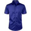 JEMITOP Men’s Stretch Slim Fit Dress Shirts Formal Wedding Prom Short Sleeve Button Down Shirt with Pocket(Royal Blue)