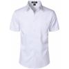 JEMITOP Men’s Stretch Slim Fit Dress Shirts Formal Wedding Prom Short Sleeve Button Down Shirt with Pocket(White)