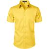 JEMITOP Men’s Stretch Slim Fit Dress Shirts Formal Wedding Prom Short Sleeve Button Down Shirt with Pocket(Yellow)