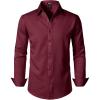 JEMITOP Men’s Stretch Soft Slim Fit Dress Shirts Long Sleeve Formal Wedding Business Casual Button Down Shirt(Burgundy)