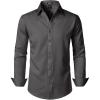 JEMITOP Men’s Stretch Soft Slim Fit Dress Shirts Long Sleeve Formal Wedding Business Casual Button Down Shirt(Dark Grey)