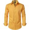 JEMITOP Men’s Stretch Soft Slim Fit Dress Shirts Long Sleeve Formal Wedding Business Casual Button Down Shirt(Gold)