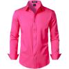 JEMITOP Men’s Stretch Soft Slim Fit Dress Shirts Long Sleeve Formal Wedding Business Casual Button Down Shirt(Hot Pink)