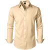 JEMITOP Men’s Stretch Soft Slim Fit Dress Shirts Long Sleeve Formal Wedding Business Casual Button Down Shirt(Khaki)