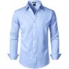 JEMITOP Men’s Stretch Soft Slim Fit Dress Shirts Long Sleeve Formal Wedding Business Casual Button Down Shirt(Light Blue)